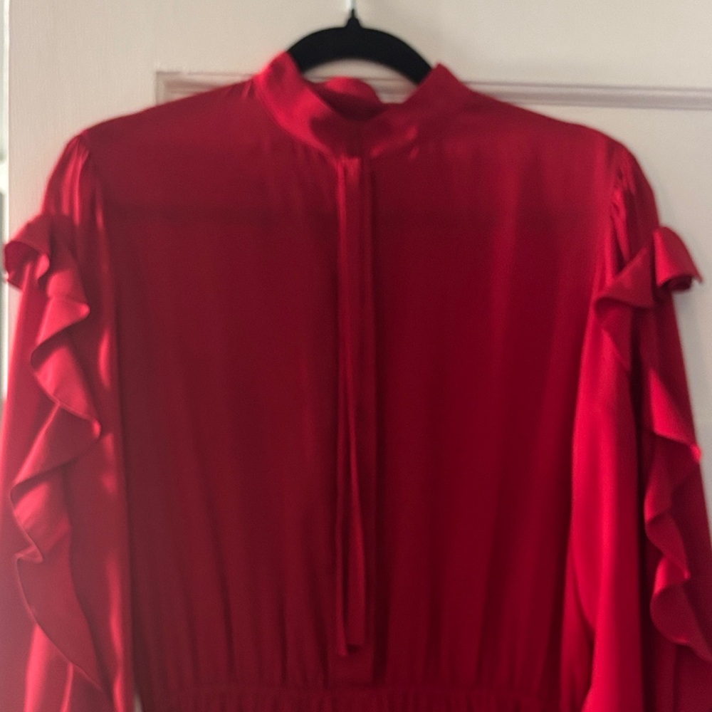 Elegant Red Ruffled Vintage Dress